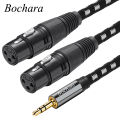 Bochara Braided 3.5mm TRS to Dual XLR Female OFC Audio Cable Foil+Braided Shielded For Speakers Mixers. 