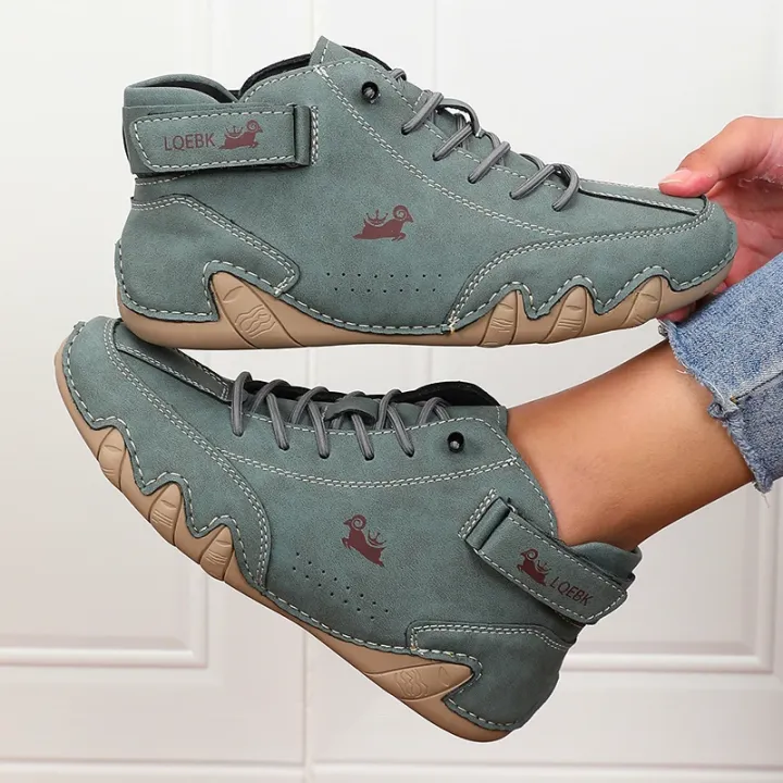 Khaki%20Women's%20Boots%20Trendy%20Comfortable%20Soft%20Soled%20High%20Top%20Boots%20Versatile%20Fashionable%20Commuting%20Motorcycle%20Women's%20Sneakers%20-%20Image%202