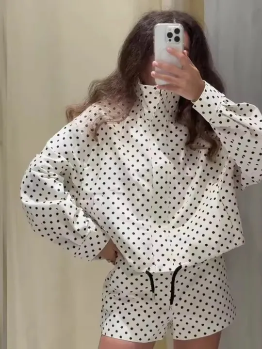 Fashion%20Polka%20Dot%20Shorts%20Sets%20For%20Women%202026%20Spring%20Drawstring%20Bomber%20Jacket%20High%20Waist%20Shorts%202%20Pieces%20Set%20Woman%20Outfits%20-%20Image%204