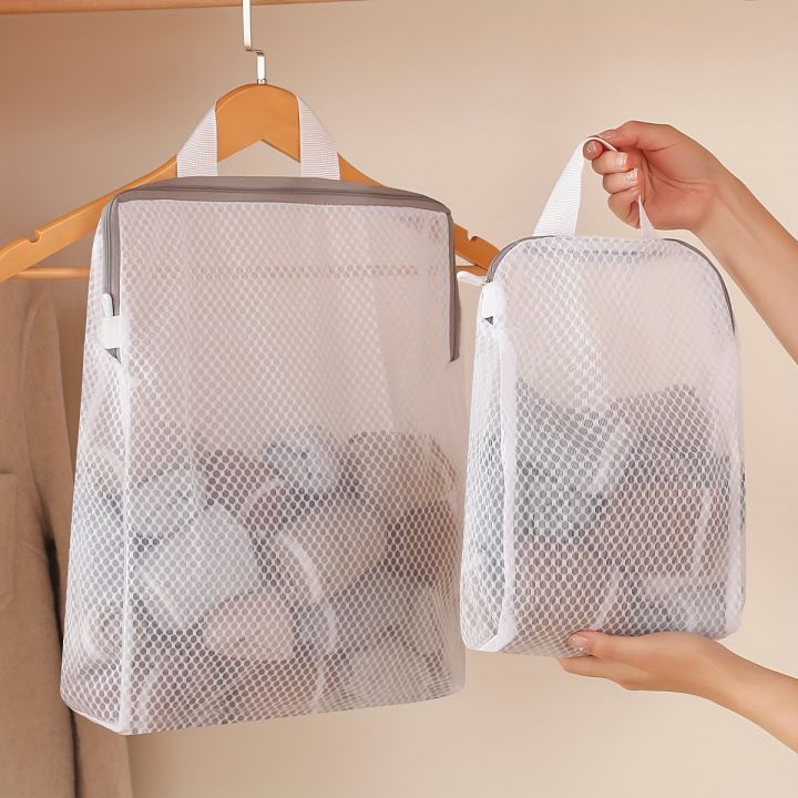 1pc%20Honeycomb%20Mesh%20Laundry%20Bag%20with%20Zipper%20-%20Wall-Mounted,%20Multi-Functional%20Clothes%20Storage%20Organizer%20for%20Bedroom%20&%20Bathroom%20-%20Image%202