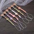 Baby Beech Wood Pacifier Silicone Flower Beaded Nipple Clips For Soother Pacifier Holder Chain Nursing Toy Shower Gift.
