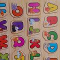 English Alphabet Wood Peg Puzzle. 