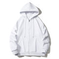 Loose casual American BF hoodie jacket light gray simple solid color cardigan trendy men's autumn new style. 