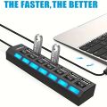 High Speed 4/7 Ports USB HUB 2.0 Adapter Expander Multi USB Splitter Multiple Extender with LED Lamp Switch for PC Laptop.