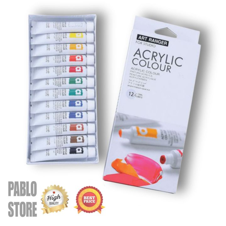 Acrylic Paint Color Tubes Set 12 Colors - Contains 12ml In Each Color ...