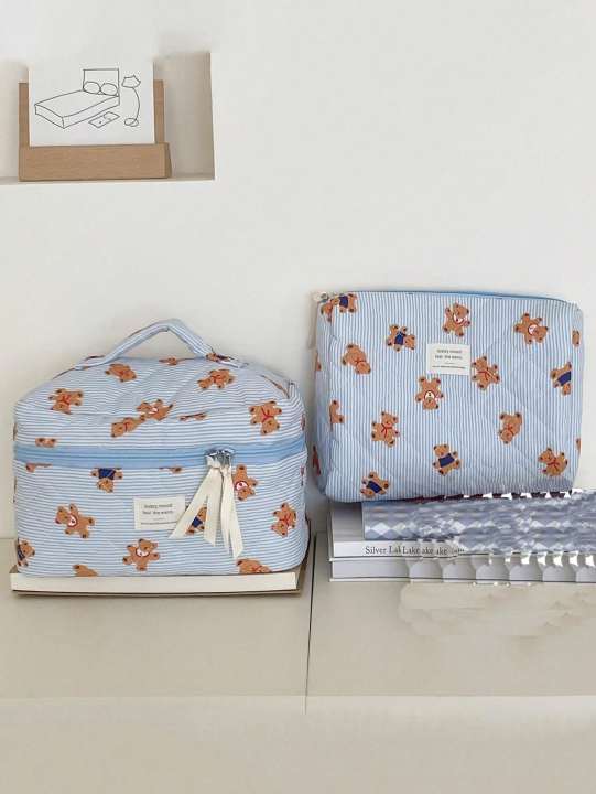 1%20piece/set%20of%20striped%20bear%20quilted%20makeup%20bag,%20portable%20storage%20makeup%20bag,%20cute%20bear%20makeup%20bag,%20multifunctional%20makeup%20bag%20-%20Image%203