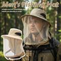Mosquito Net Sun Hat for Men Women UV Protection Wide Brim Bucket Hat with Netting Adjustable Chin Strap for Fishing Hiking Gard.