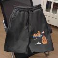 2025 American Ins Style Capibala Printed New Fun Drawstring Shorts For Women's Street Fashion Brand Five Quarter Pants.