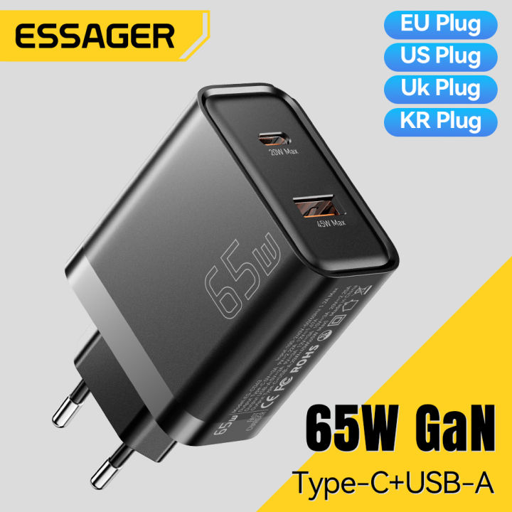Essager 65W GaN Charger QC 4.0 PD 3.0 Type C USB Charger for iPhone 15 14 13 Pro Max   MacBook Laptop Fast Chagers
