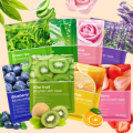 BIOAQUA Randum Pack of 5 Fruit Plant Extract Blueberry, Green tea, Freshen Orange, Strawberry, Kiwi fruit Moisturizing Brighten Facial Sheet Mask. 