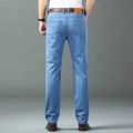 New Ice Silk Thin Denim Jeans for Men Blue Straight Stretch Cotton Denim Pant Business Casual Lightweight Trousers Spring Summer. 