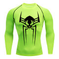 Spider Print Gym Workout Rash Guard for Men Athletic Quick Dry Stretchy Compression Shirts Undershirts Baselayers Tshirts Tops. 
