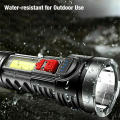 LED Flashlight + rechargeable cylindrical flashlight, 4 modes portable ABS flashlight for home outdoor travel camping fishing lamp. 