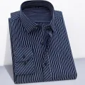 Branded Cotton Shirts for Men Long Sleeve Striped Shirt Male Shirt Business Casual Red Gray Blue Orange New Regular Fit. 