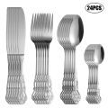 4/6/16/24pcs Stainless steel silver knife, fork and spoon tableware set Royal high-end tableware Suitable for family hotel party. 