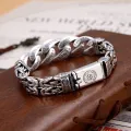New Silver Color Bracelet Men's Original Design Retro Personality Transfer Mantra Mantra Turn Wind Jewelry. 