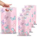 10/20pcs Butterfly Party Plastic Goodie Bags Pink Butterfly Candy Gift Bags For Butterfly Wedding Birthday Party Decoration. 