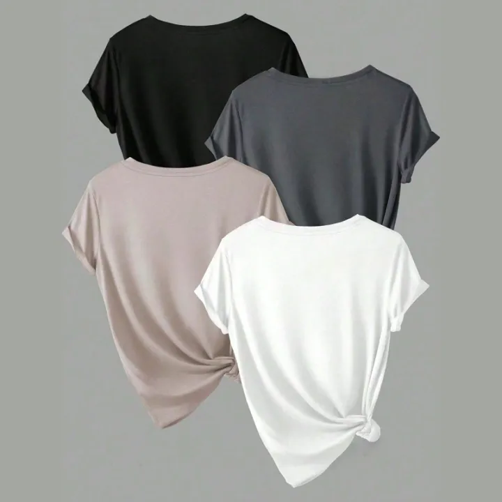 4PCS%20Women's%20Trend%20T-shirts%20Leisure%20Summer%20Tops%20Woman%20Clothing%20Plus%20Size%20Short%20Sleeve%20T%20Shirt%20Clothes%20for%20Women%20Tee%20Top%20Outfit%20-%20Image%202