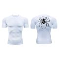 Y2K Spider Print Compression Tshirt Men's Casual Tight T-shirt Gym Fitness Summer Shirt Quick Dry Running Sportwear. 