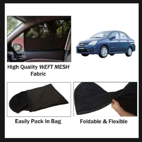 Suzuki Liana 4-Piece Side Curtain Set – Flexible, Folding Dark Black Blinds*