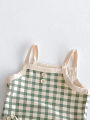 INS Summer Baby Halter Set for Boys and Girls - Checkered Cool T-Shirt + Short Pants for Casual Home Wear. 