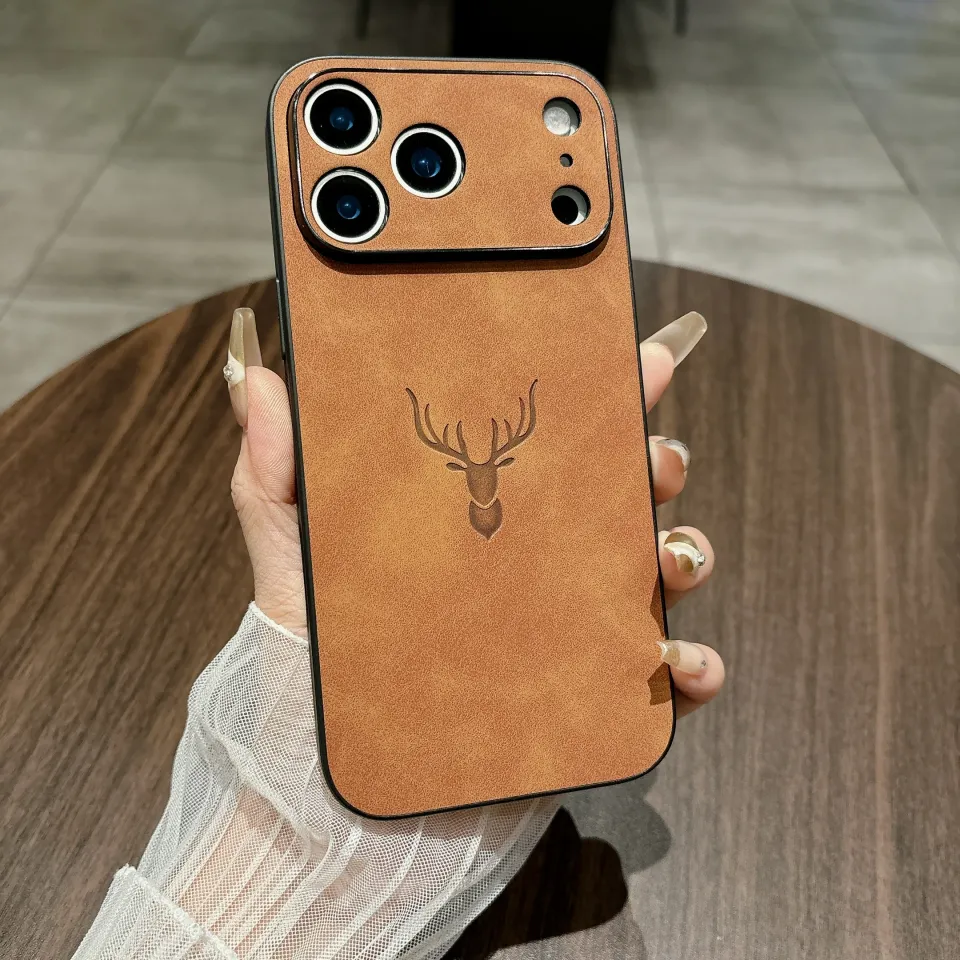 Luxury Retro PU Leather Deer Head Pattern Phone case for iPhone 17