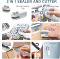 2 in 1 Portable Mini Bag Sealer with Cutter – USB Rechargeable Magnetic Heat Sealing Machine for Plastic Bags, Food Packaging & Kitchen Storage, (No Color Choice). 
