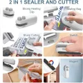 2 in 1 Portable Mini Bag Sealer with Cutter – USB Rechargeable Magnetic Heat Sealing Machine for Plastic Bags, Food Packaging & Kitchen Storage, (No Color Choice). 