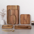 Natural Acacia Wood Tray Coffee Tray Rectangular Plate Fruit Snacks Food Storage Trays Dessert Candy Tray Gongfu Tea Tray. 