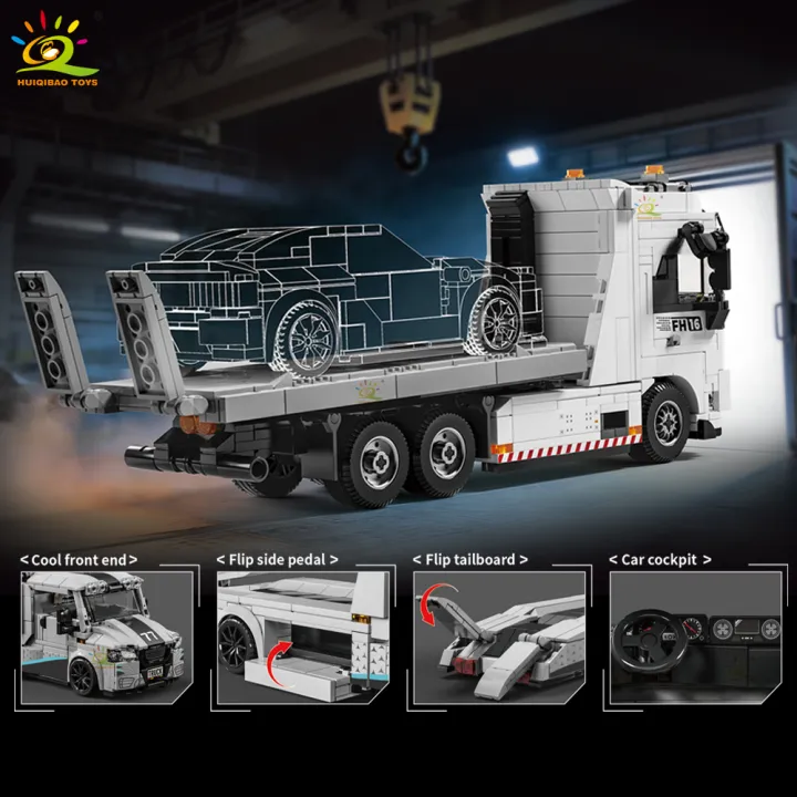 HUIQIBAO%20MOC%20Tow%20truck%20Model%20Building%20Blocks%20City%20trailer%20Bricks%20Toy%20for%20Kids%20Boy%20%20Children%20Adult%20Car%20Set%20home%20Decoration%20-%20Image%204