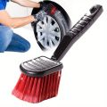 Ergonomic Soft Bristle Wheel Cleaning Brush - Durable, Non-Slip Long Handle for Cars, Trucks, RVs & More. 