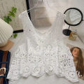 Crochet Tank Top for Women Sheer Open-work Sleeveless Crop Knit Top Blouse Summer Boho Vacation Coverup Outfit. 
