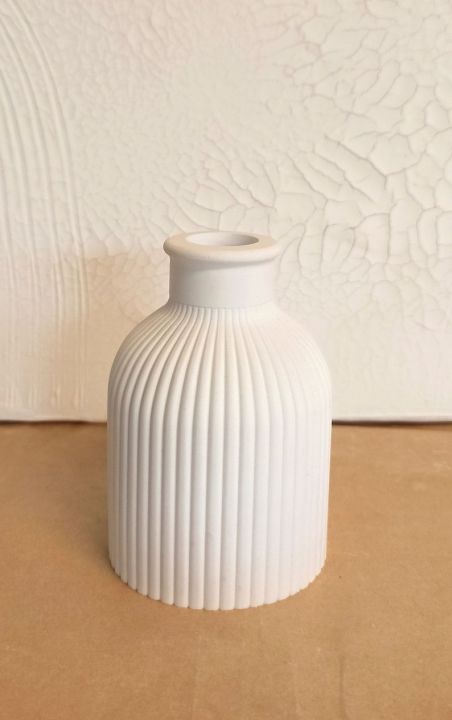 Concrete Decor Vase - Mini Ribbed Turbine Rounded Vase(Size 10*6 cm)