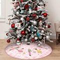 VIKAMA Christmas Tree Skirt Pink Edition, Nutcracker Holiday Party Decor, Festive Home Christmas Ornaments. 