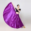 Women's Satin Long Skirt with Elastic Waistband for Ballroom Latin Belly Dance Full Circle Performance Skirt.