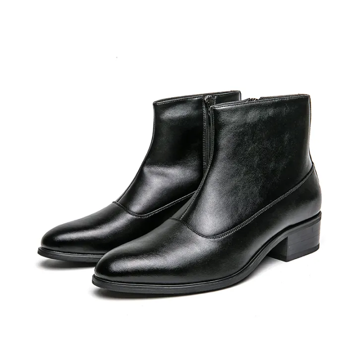 Men%20High%20Top%20Boots%20PU%20Solid%20Color%20Simple%20Fashionable%20Comfortable%20Men%20High%20Heels%20Boots%20-%20Image%207