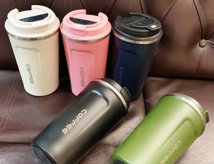 Best Quality 380ml Temperature Display Cute Travel Coffee Mug Insulated Coffee Cups with Flip Lid Stainless Steel Coffee Mugs Spill Proof Double Wall Vacuum Tumbler, Reusable To Go Mug for Hot/Ice Coffee Tea