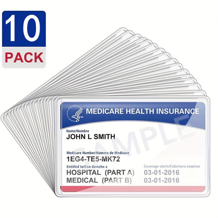 10 pieces of transparent PVC card protective cover - waterproof and durable, credit card and ID card cover