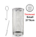 BBQ Basket Stainless Steel Rolling Grilling Basket Wire Mesh Cylinder Grill Basket Portable Round Outdoor Camping Barbecue Rack.