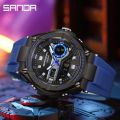 SANDA 
ORIGINAL WATCH 
DUAL TIME WORKING 
DATE, TIME, ALARM ,STOP WATCH
ANALOG ND DIGITAL TIME |
NEON LIGHT
ATTRACTIVE COLORS | WATER PROOF. 