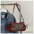 New Armpit Bag Trendy Shoulder Bag for Women Sweet Double Bow Handbag Ladies Bag Retro Fashion Female Leopard Print Shoulder Bag. 