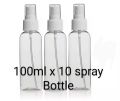 Refillable clear empty plastic spray bottle 100 ml (10 pieces ). 