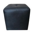 Square Shape Rexin Coated Puff Stool - Black. 