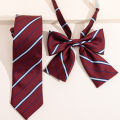 Handcrafted JK-style striped necktie & bow tie - youthful school uniform accessory. 
