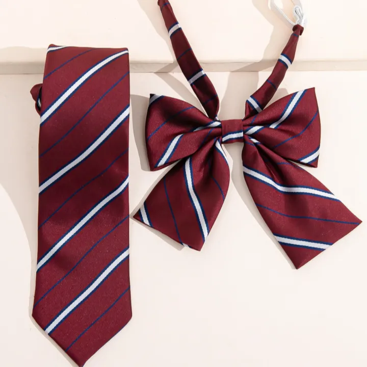 Handcrafted%20JK-style%20striped%20necktie%20&%20bow%20tie%20-%20youthful%20school%20uniform%20accessory%20-%20Image%204