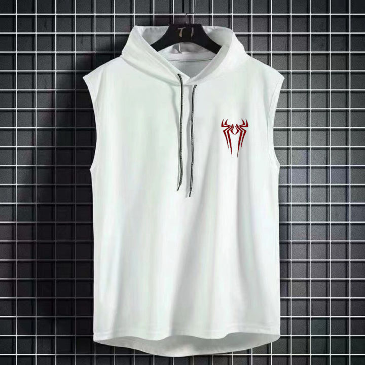 Summer%20Hooded%20Sweatshirt%20New%20Men's%20Sleeveless%20Loose%20T-Shirt%20Solid%20Color%20Lightweight%20Hooded%20Sweatshirt%20Fitness%20Breathable%20Collar%20-%20Image%202
