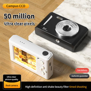 Bilashmart New 4K Digital Camera Dual Camera Flash 50 Million Hd Pixel Pixel Retro 2.4 Inch Screen CCD Portable Card Entry-level Camera