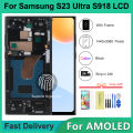 AMOLED For  S23 Ultra 5G LCD Display Touch Screen Digitizer for  S23 Ultra S918 S918B S918U LCD With Frame. 