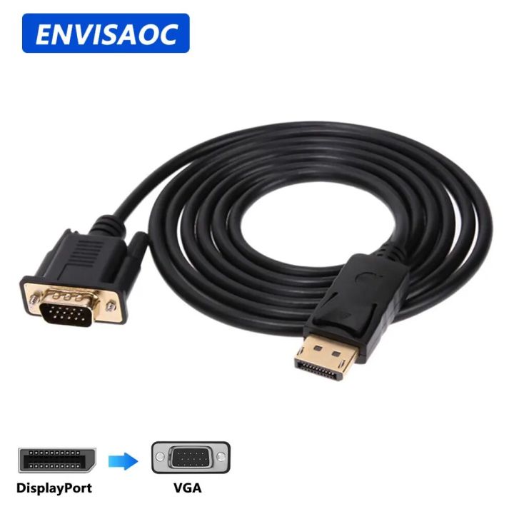 DP DisplayPort to VGA Adapter Connecto Converter 1.8m Cable FHD 1920