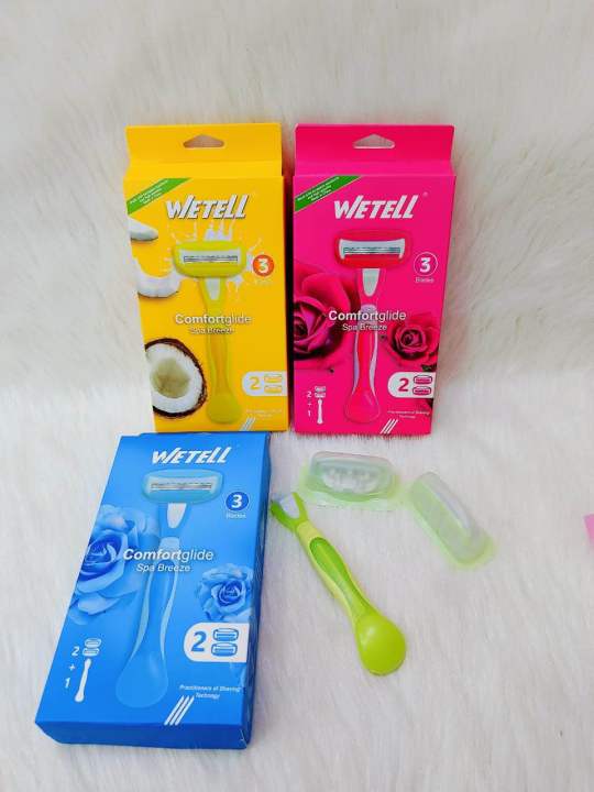 Wetell Comfortglide Spa Breeze Razor – 3-Blade Smooth Shave with Floral ...